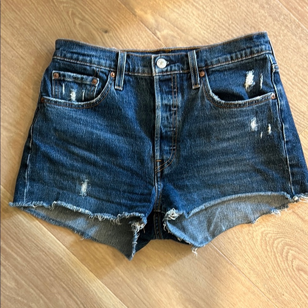 Levi's 501 Blue Jean Shorts Distressed Casual Wear